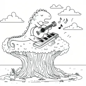 Dinosaur Playing Ukulele