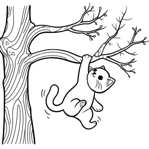 Cat Hanging From Tree