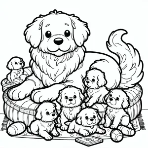 Mother Dog With Puppies