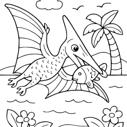 Pterodactyl Gliding With Fish