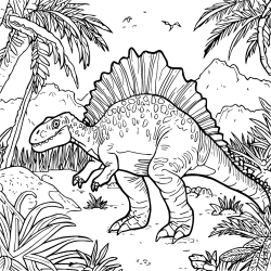 Spinosaurus In Jungle With Mountains