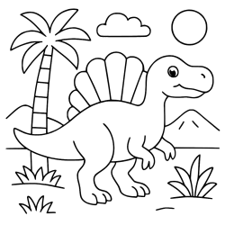 Spinosaurus With Palm And Mountains