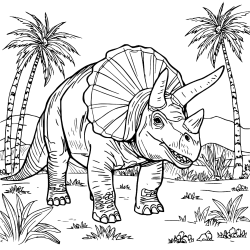 Triceratops Smiling Between Palms