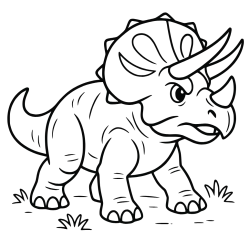 Triceratops Standing On Grass