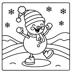 Dancing Snowman In Winter Hills