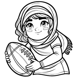 Girl Wearing Hijab Holding Rugby Ball