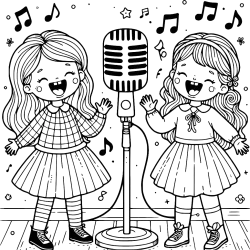 Girls' Duet At Vintage Microphone