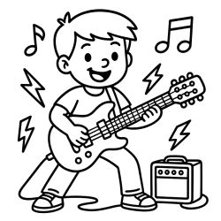 Kid Rocking An Electric Guitar