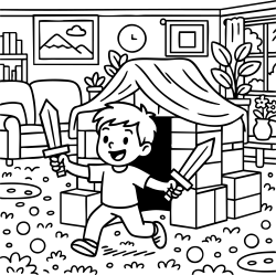 Child Playing With Swords
