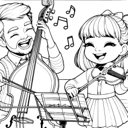 Violin And Bass Duet With Music Stand