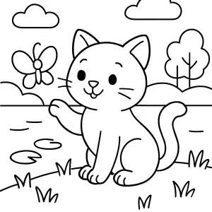 Cat Playing With Butterfly